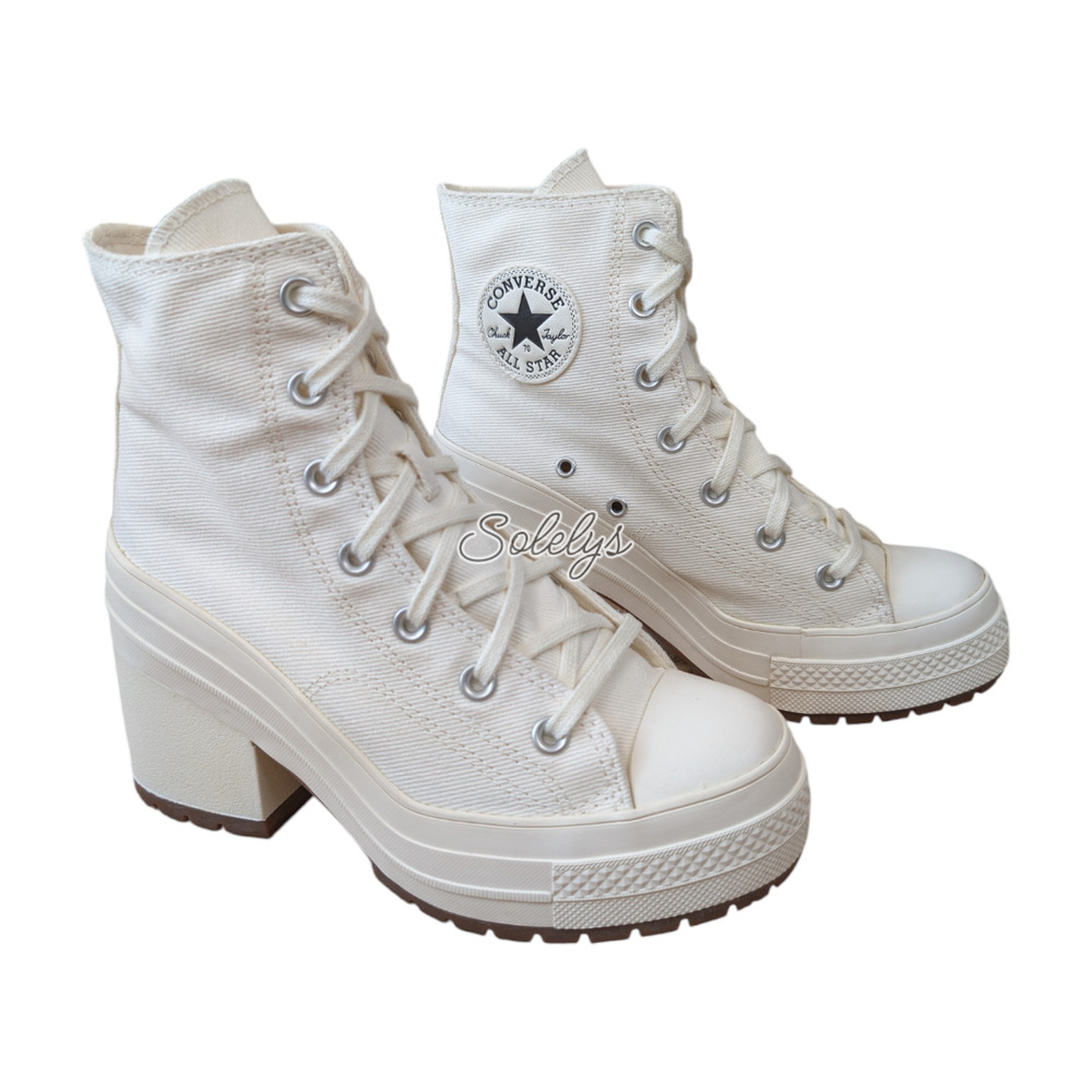 Converse Chuck 70 De Luxe Heel Platform Egret White Sneaker Boot Womens 7 - Picture 5 of 10
